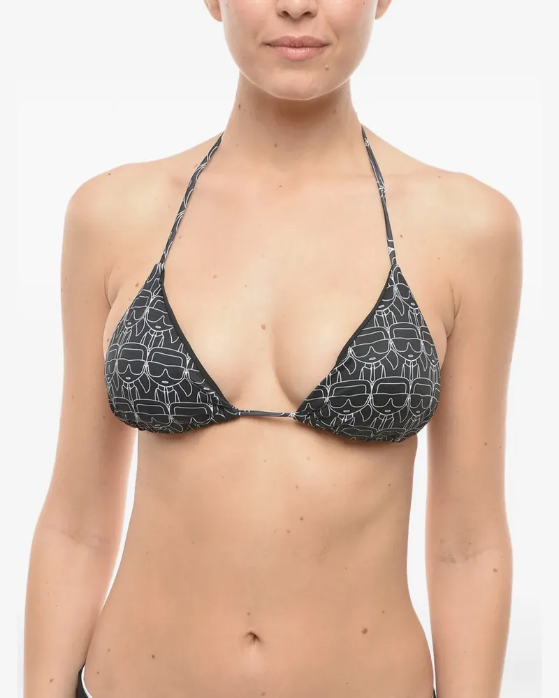 Karl Lagerfeld Triangel-Bikini mit Logo-Print - Schwarz Schwarz