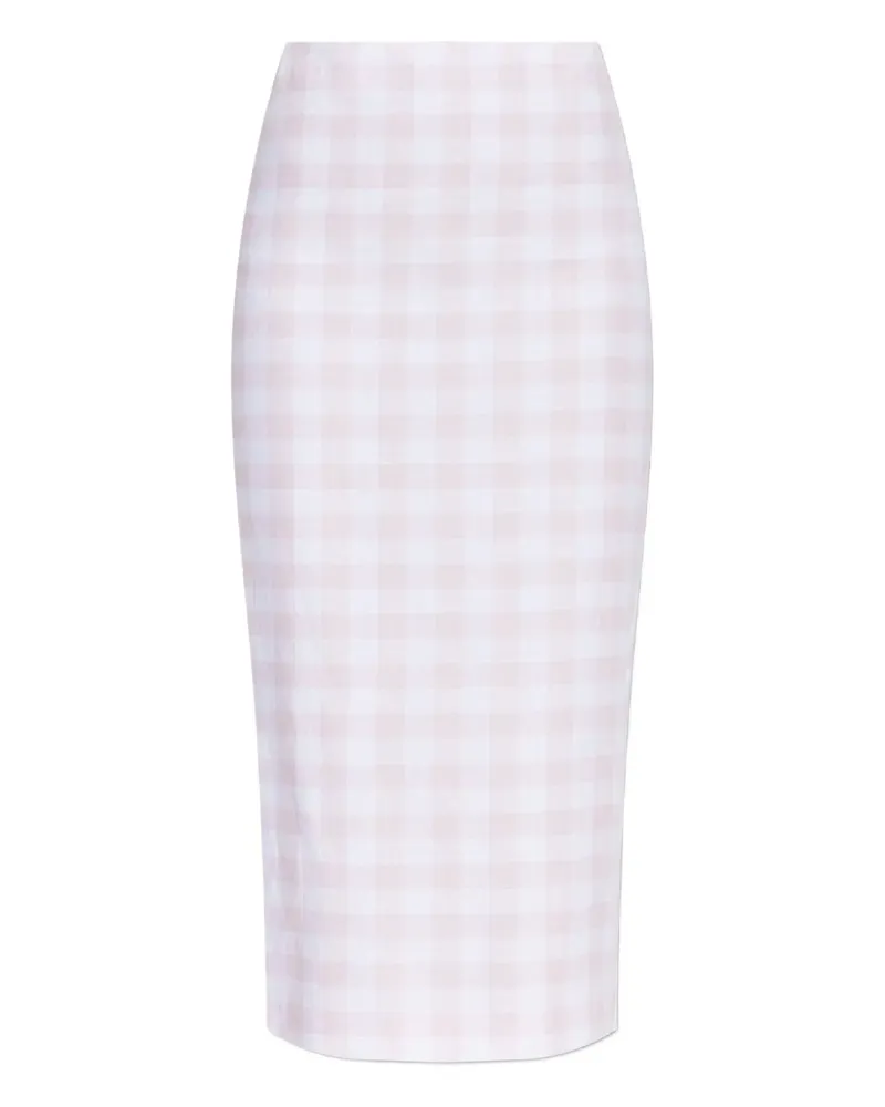 LoveShackFancy Midirock mit Vichy-Karomuster - Weiß Weiß