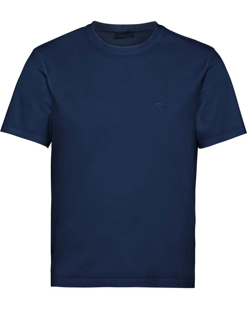Prada T-Shirt mit Logo-Stickerei - Blau Blau
