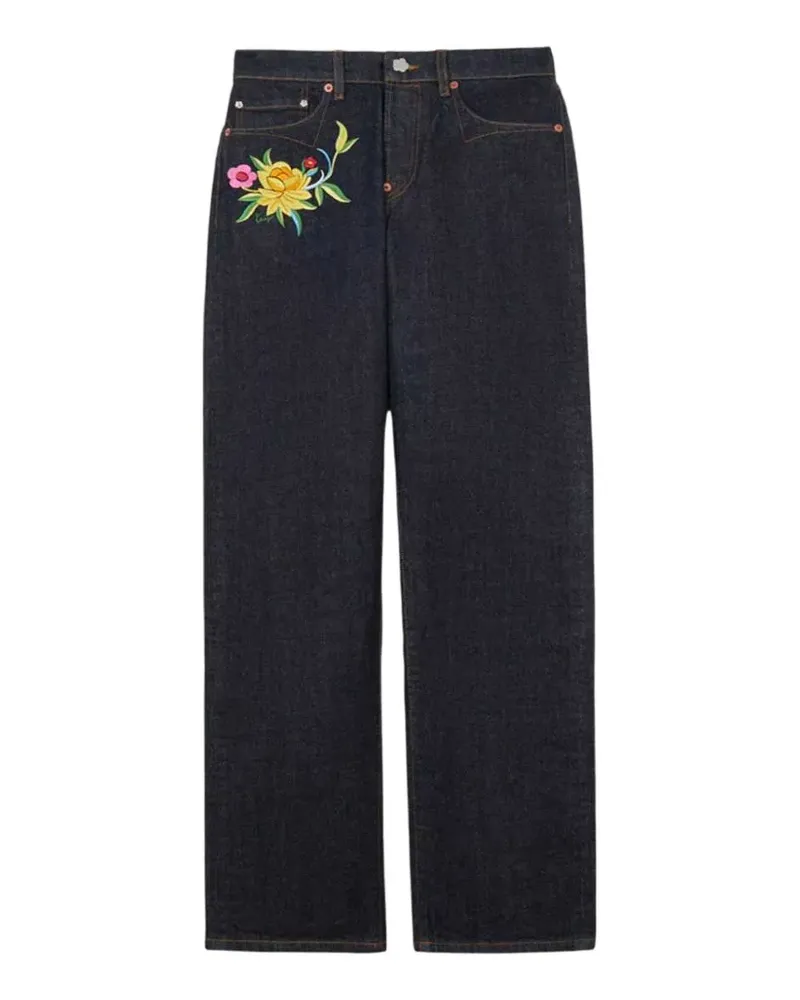 Kenzo Wildflower straight-leg~cotton trousers - Blau Blau