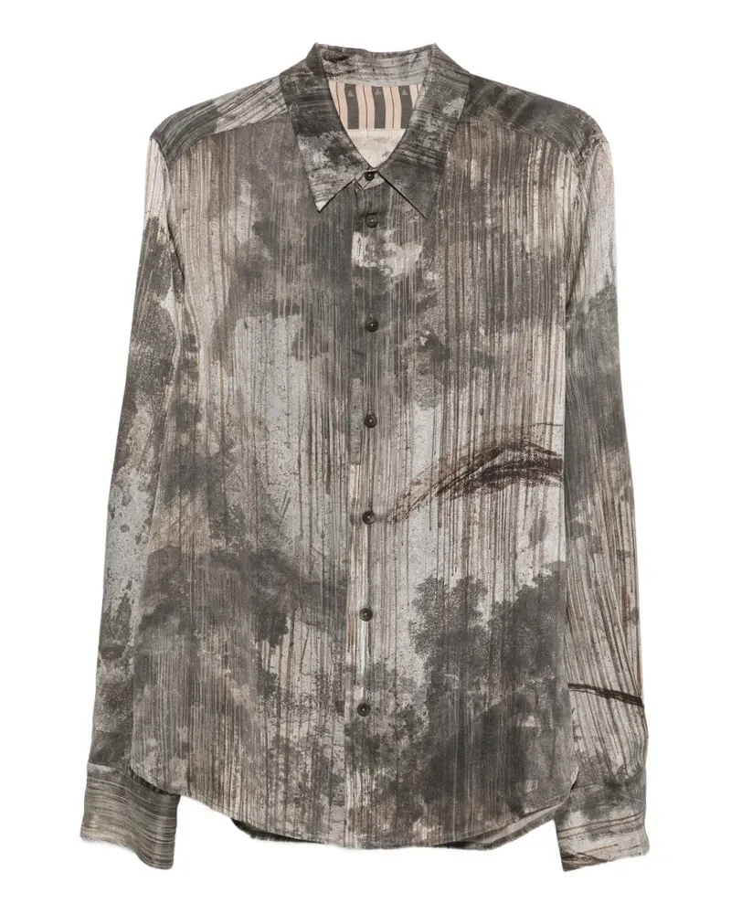 Ziggy Chen Hemd mit grafischem Print - Grau Grau