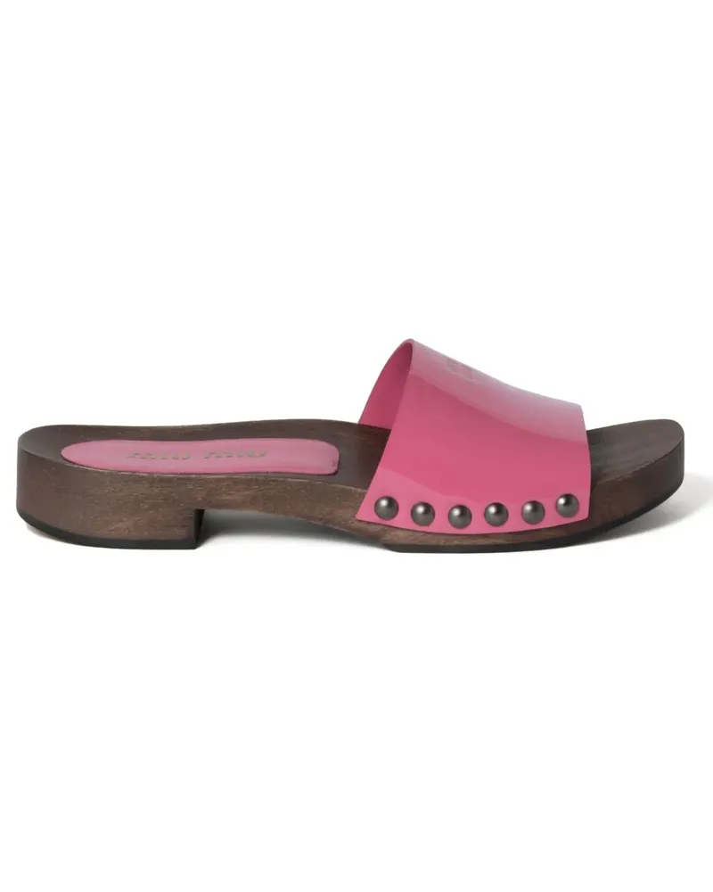 Miu Miu Pantoletten mit Logo-Print - Rosa Rosa