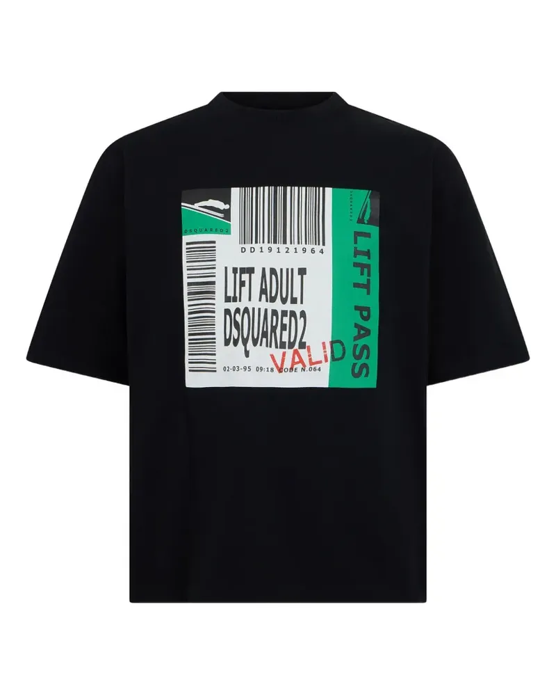Dsquared2 Weites T-Shirt mit Print - Schwarz Schwarz