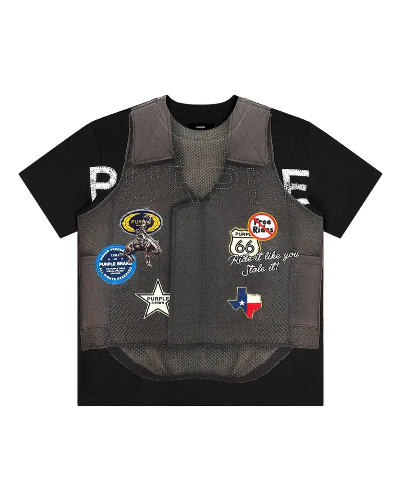 PURPLE BRAND vest-print T-shirt - Schwarz Schwarz