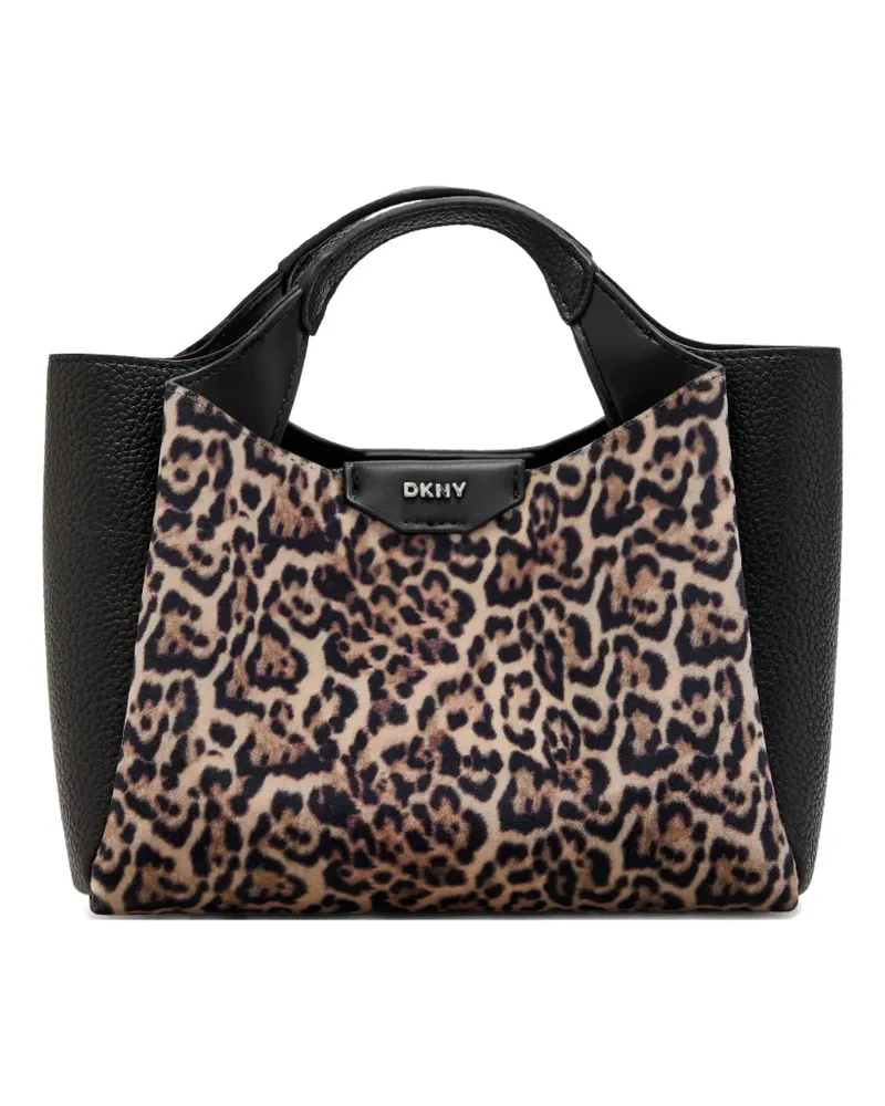 DKNY mini Willa leopard-print leather crossbody bag - Schwarz Schwarz