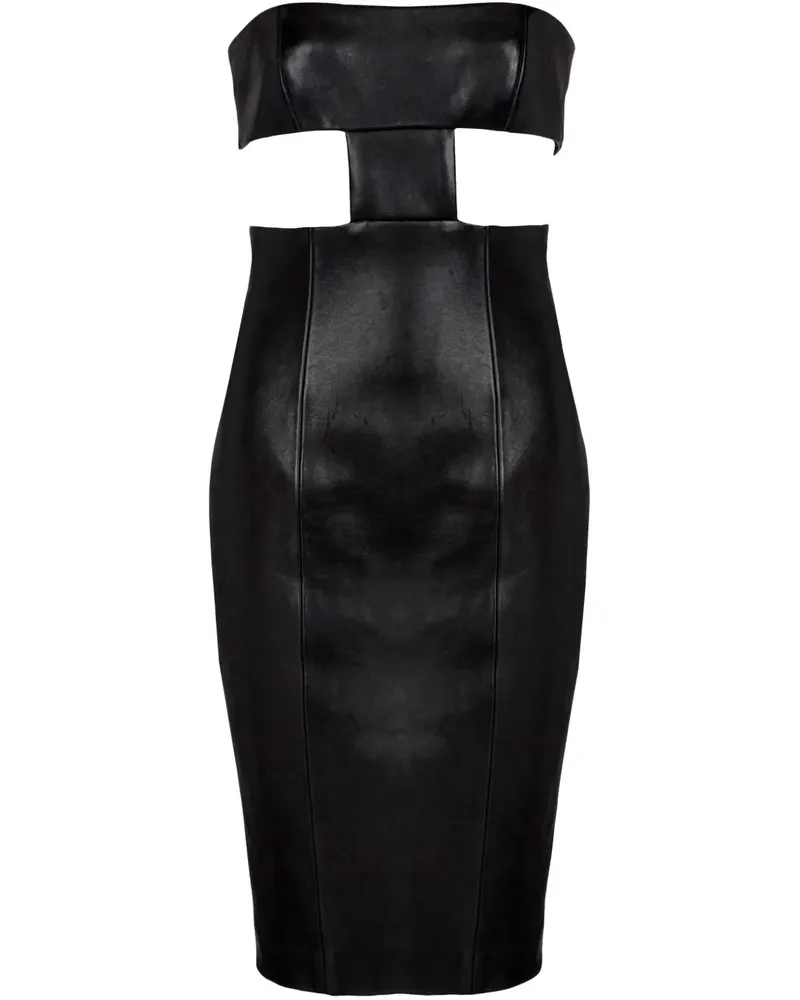 Balmain Minikleid aus Leder - Schwarz Schwarz