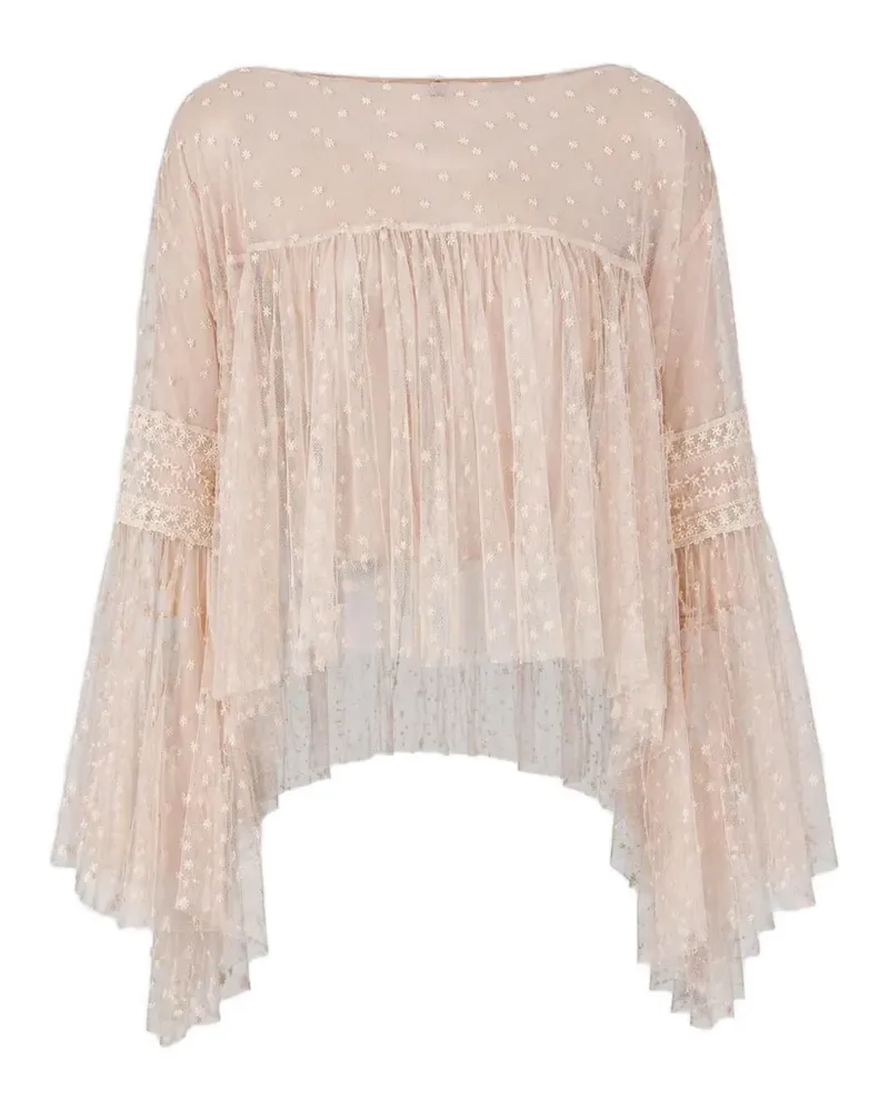 Alberta Ferretti Ausgestellte Bluse mit Sheer-Spitze - Rosa Rosa
