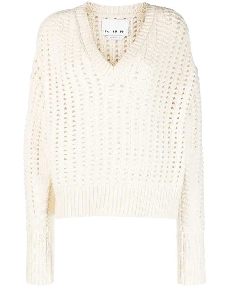 Sa Su Phi Pullover mit Lochstrickmuster - Nude Nude