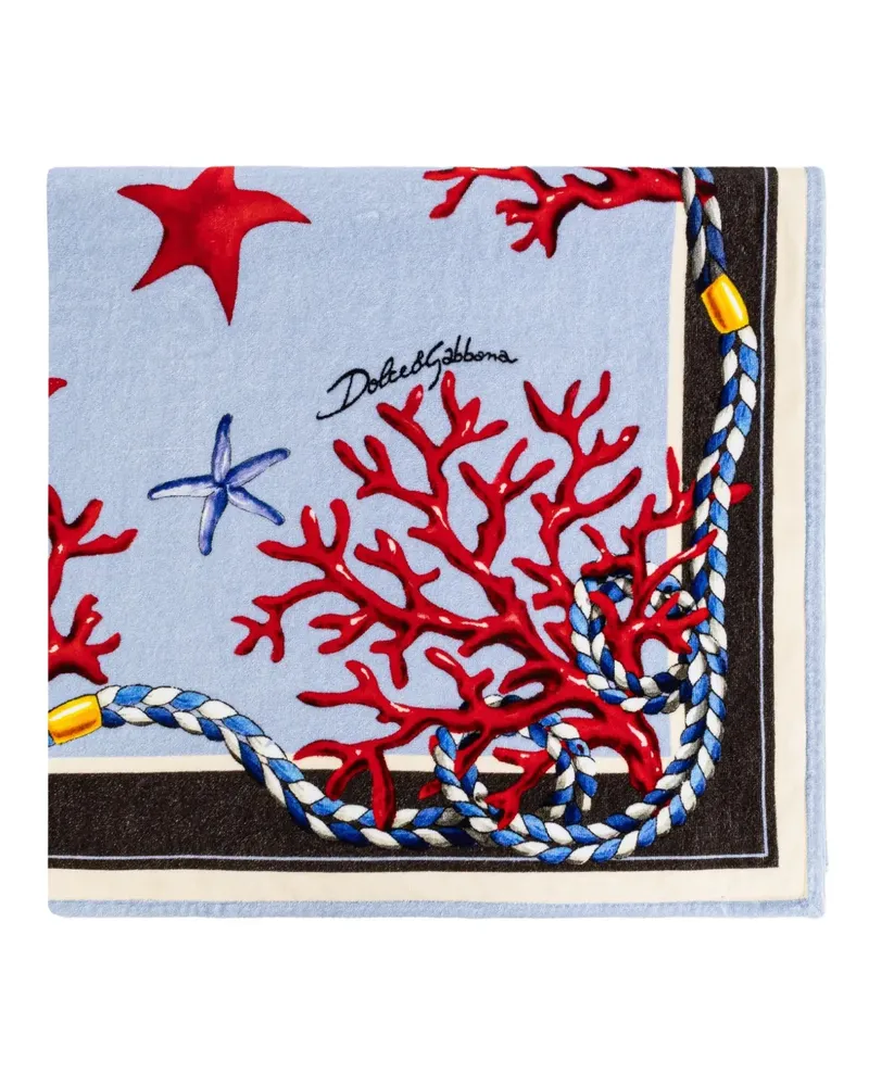 Dolce & Gabbana Strandtuch mit Korallen-Seestern - Blau Blau