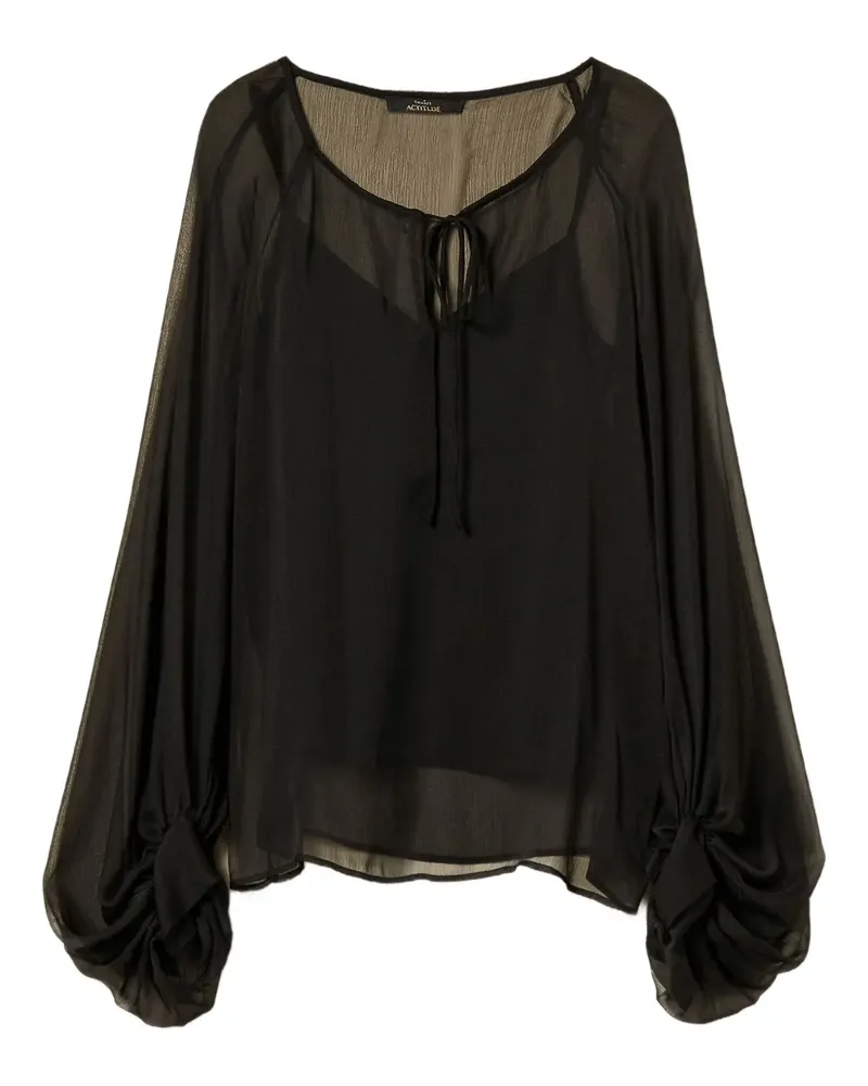 Twin-Set Voile-Bluse mit Ballonärmeln - Schwarz Schwarz