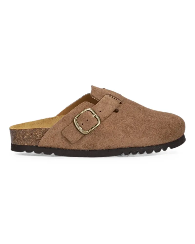 Scholl buckle-fastening suede clogs - Braun Braun