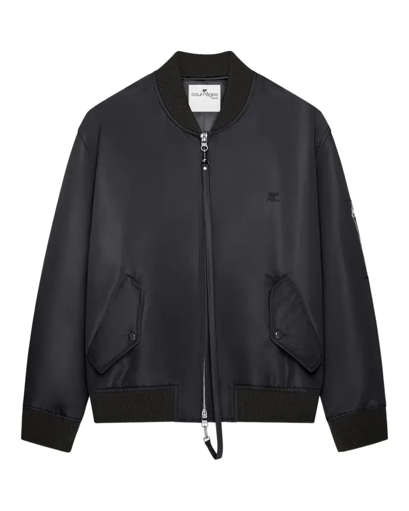 Courrèges Bomberjacke mit Logo-Patch - Schwarz Schwarz