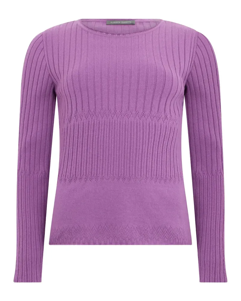 Alberta Ferretti Gerippter Pullover mit rundem Ausschnitt - Violett Violett