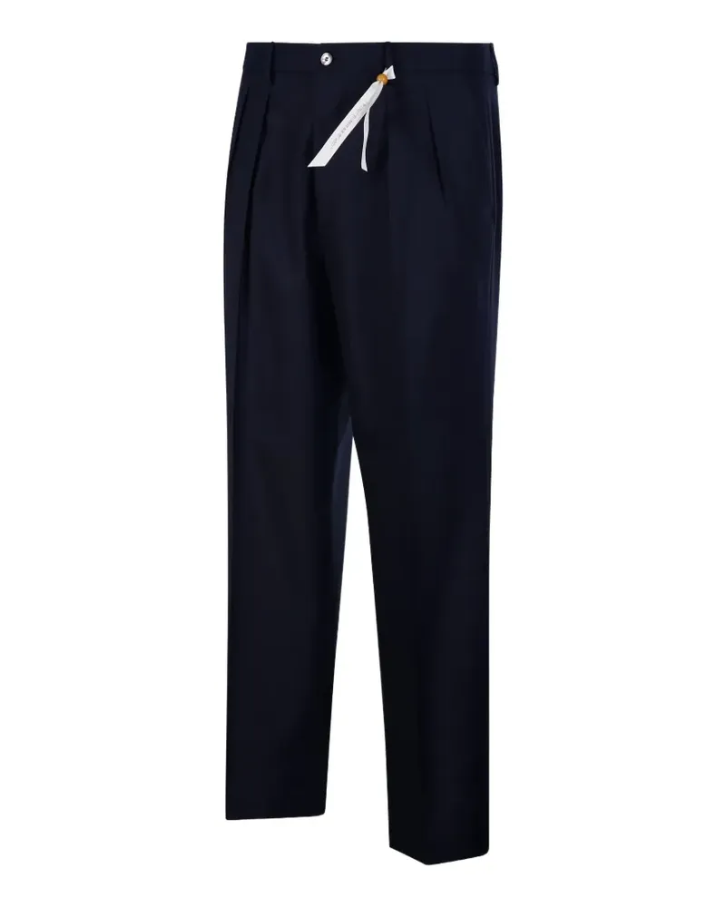 Biagio Santaniello pleated-detail straight-leg trousers - Blau Blau