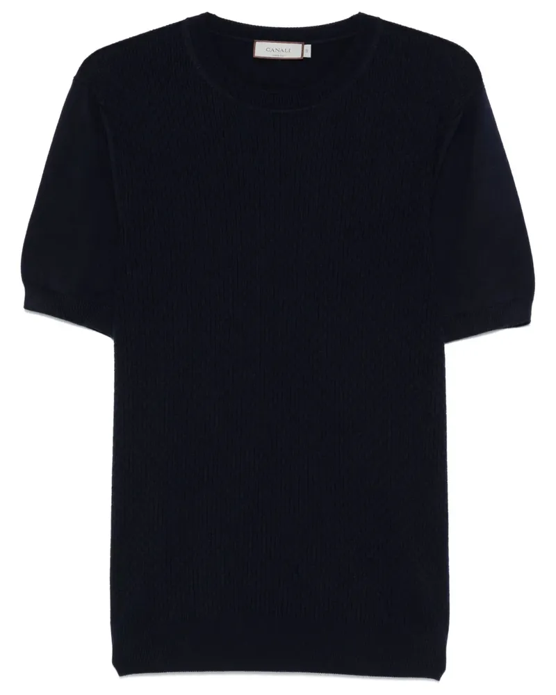 Canali Gestricktes T-Shirt - Blau Blau
