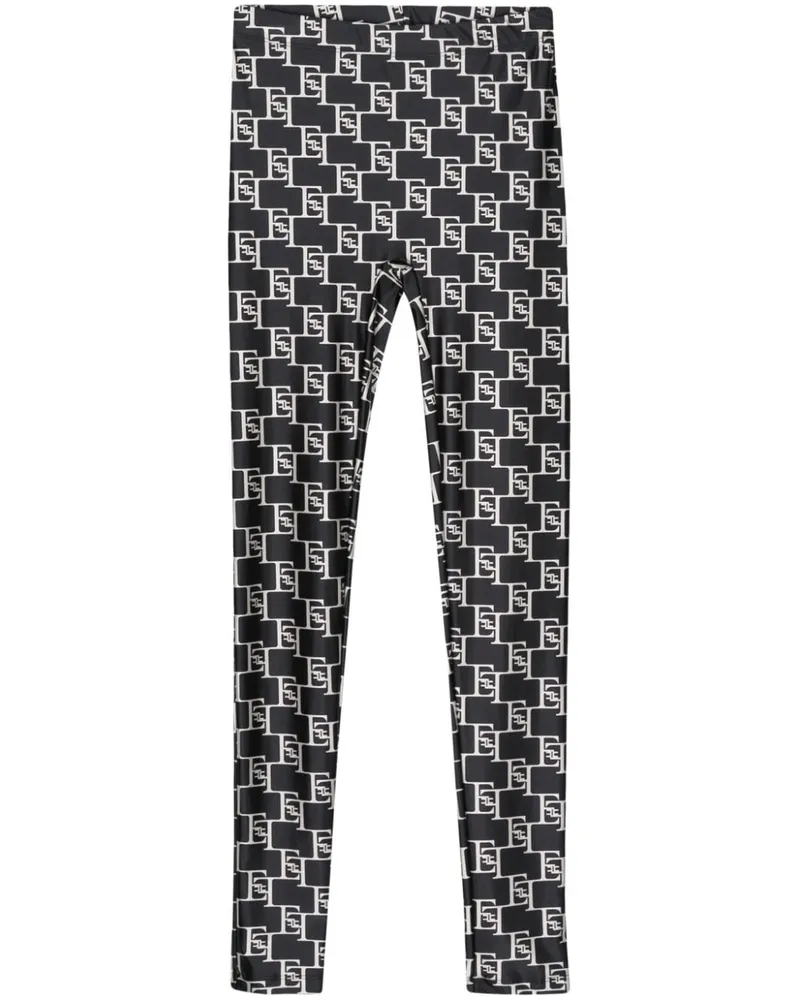 Elisabetta Franchi Leggings mit Logo-Print Schwarz