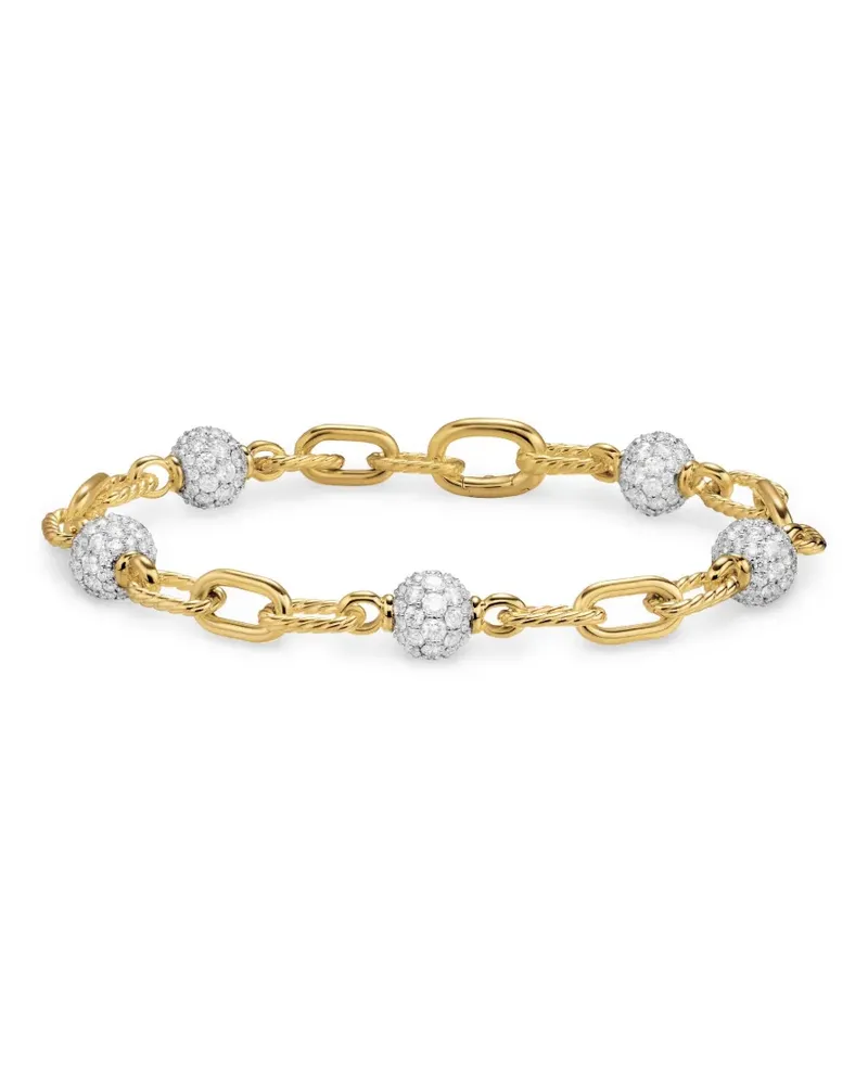 David Yurman 18kt DY Madison Gelbgoldarmband mit Perlen und Diamanten (6mm Gold