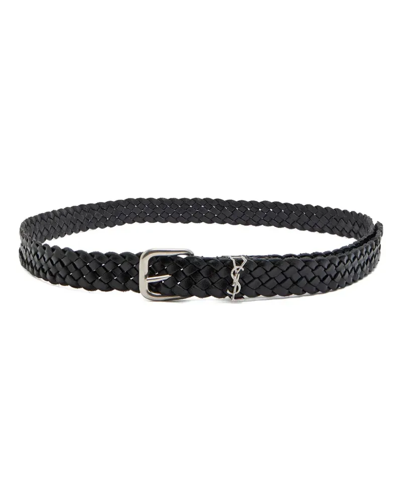 Saint Laurent braided logo-detail belt - Schwarz Schwarz