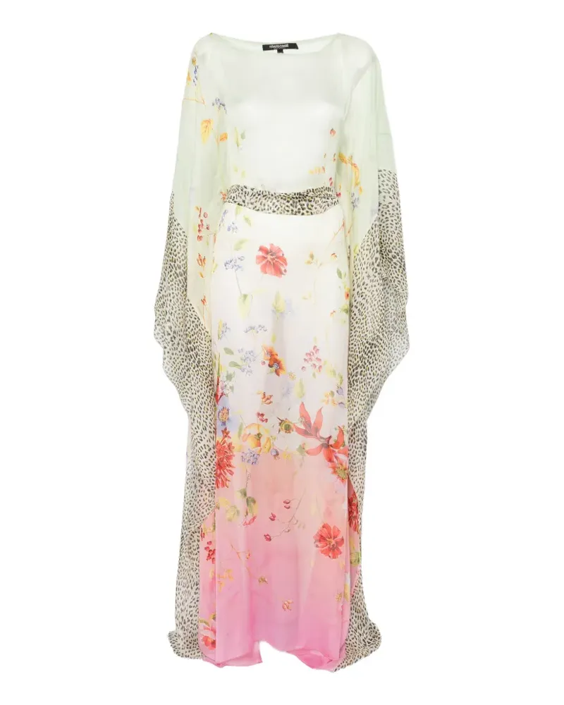 Roberto Cavalli Kaftan mit Blumen-Print - Nude Nude