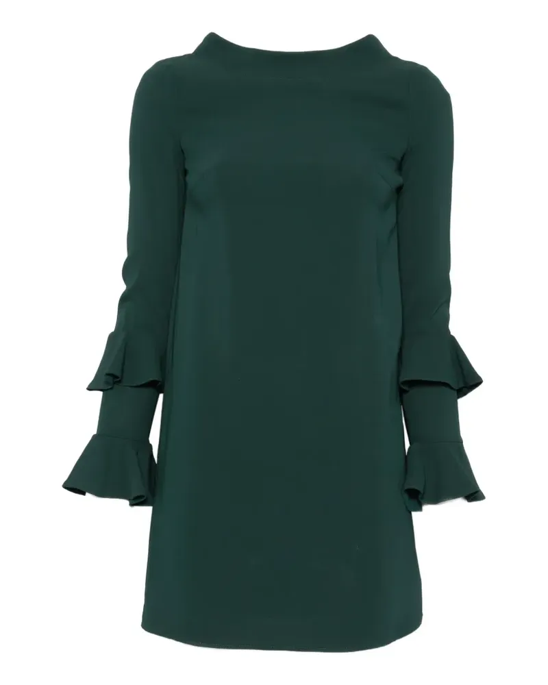 Elisabetta Franchi ruffle-cuff boat-neck mini dress - Grün Grün