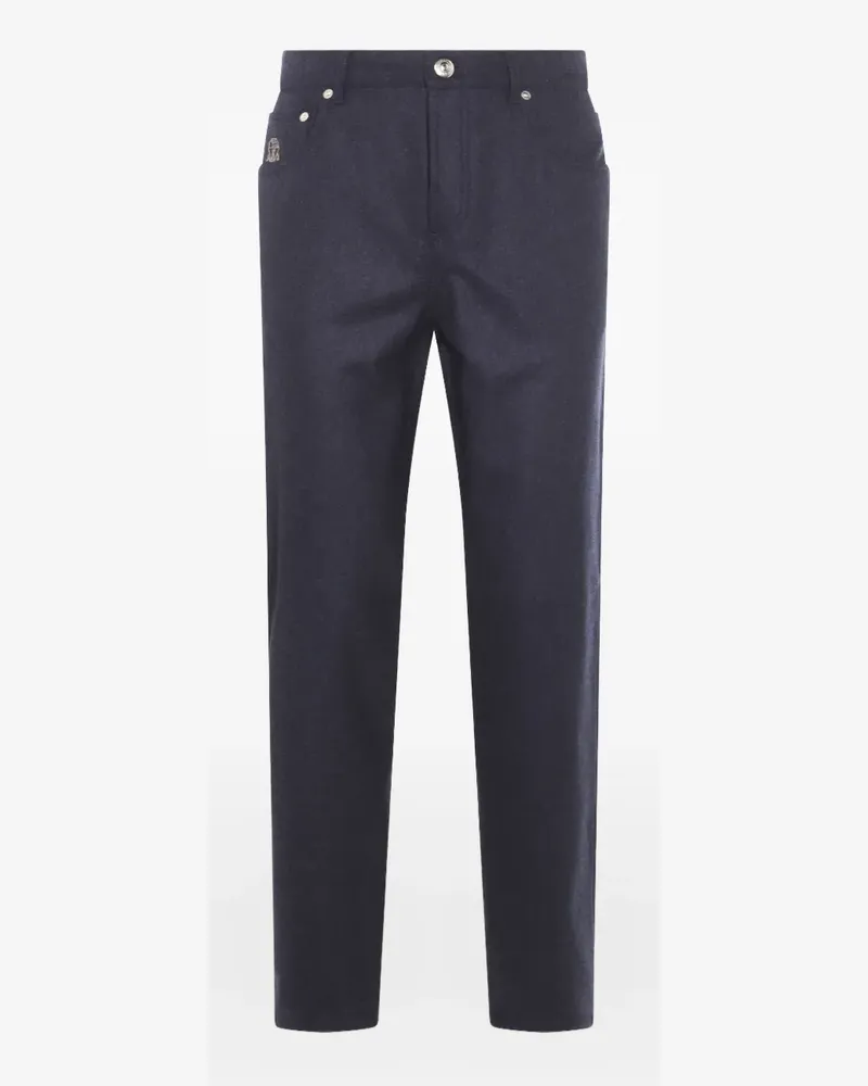 Brunello Cucinelli Hose mit Logo-Stickerei - Blau Blau