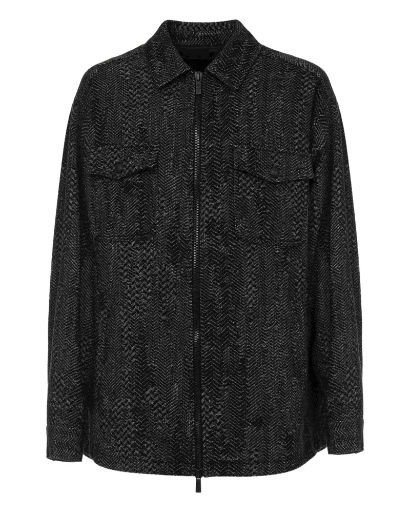Just Cavalli Bomberjacke mit Fischgrätenmuster - Schwarz Schwarz