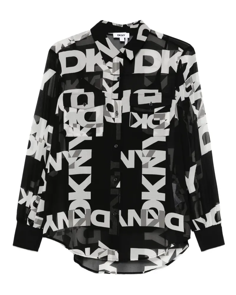 DKNY Button-down-Hemd mit Logo-Print - Schwarz Schwarz
