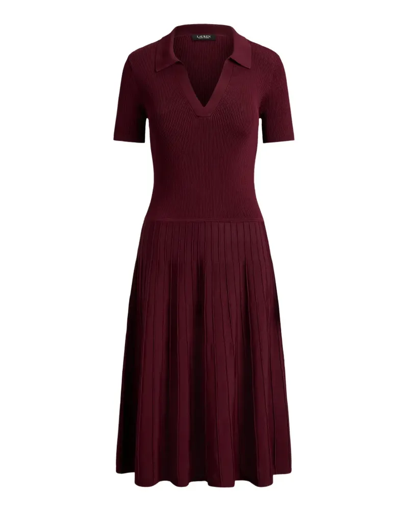 Ralph Lauren Kurzärmeliges Midikleid aus Rippstrick - Rot Rot