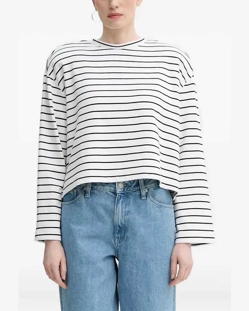 Gestuz Gestreiftes Langarmshirt - Weiß Weiß
