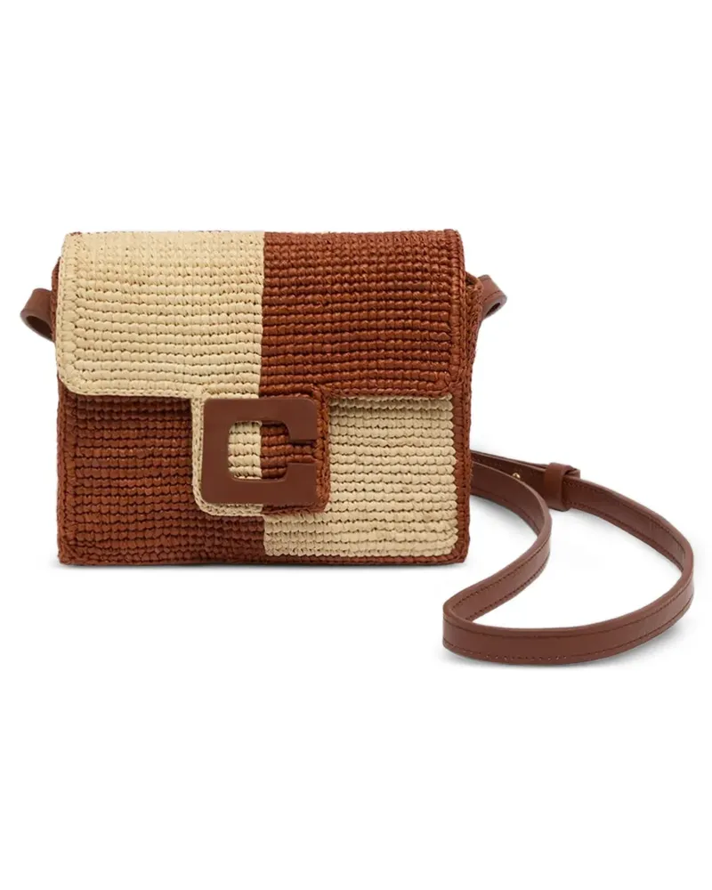 Carel Mini Sorbonne Schultertasche aus Raffiabast - Braun Braun