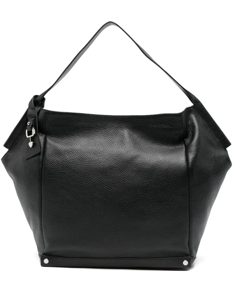 Cromia heart-detail leather tote bag - Schwarz Schwarz