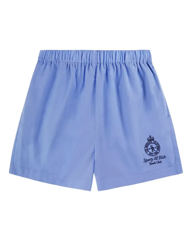 SPORTY & RICH Crown Tennis Shorts mit Logo-Stickerei - Blau Blau