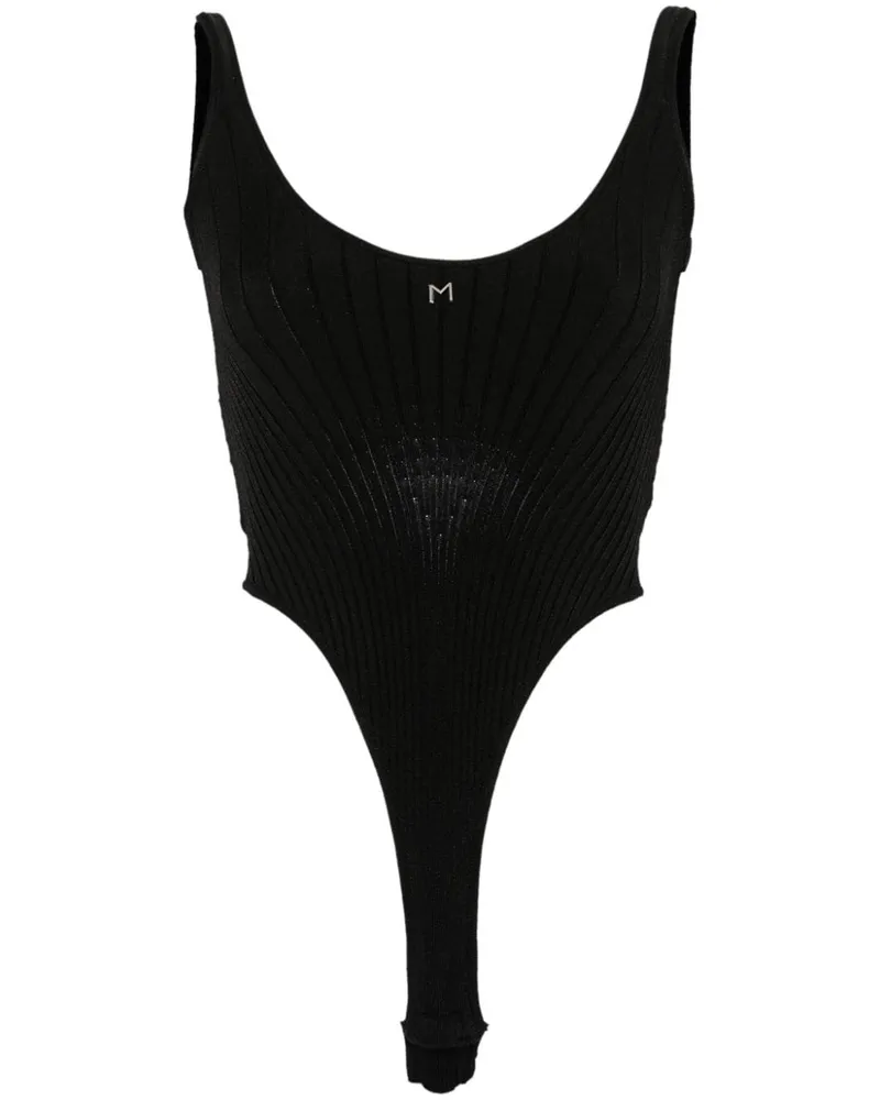 Thierry Mugler Body mit Logo-Schild - Schwarz Schwarz