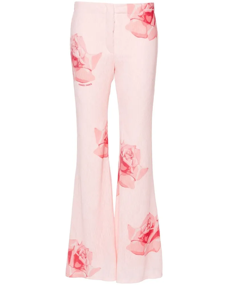 Kenzo Ausgestellte Hose mit Rosen-Print - Rosa Rosa