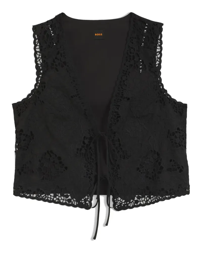 HUGO BOSS embroidered tie-fastening top - Schwarz Schwarz
