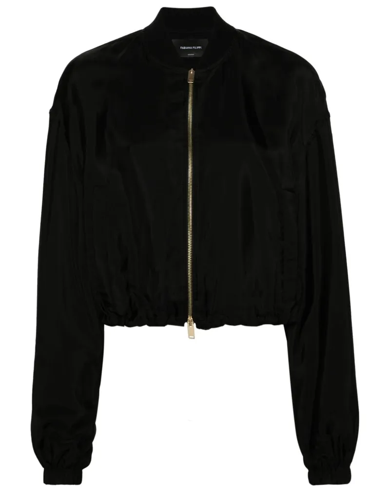 Fabiana Filippi Bomberjacke in Satinoptik - Schwarz Schwarz