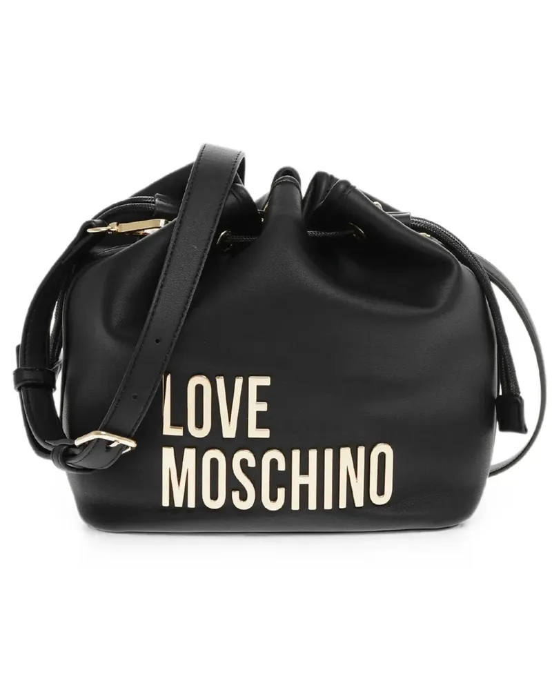 Moschino logo-lettering bucket bag - Schwarz Schwarz