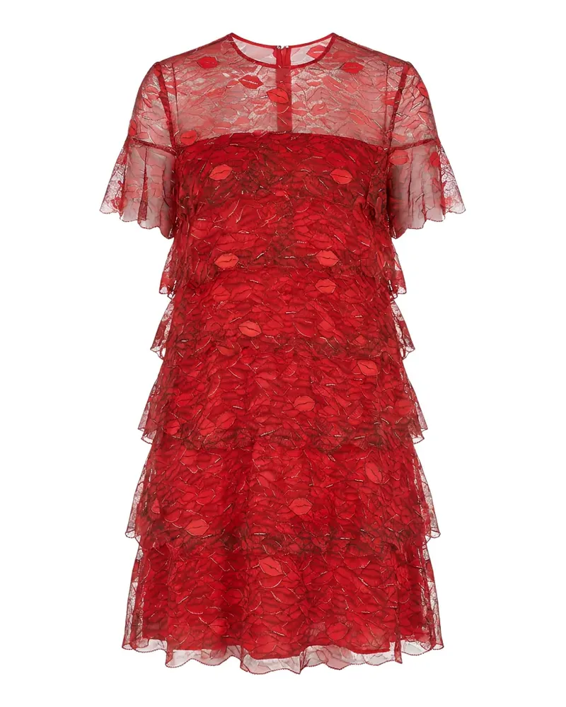 Valentino Garavani lips-pattern tiered dress - Rot Rot