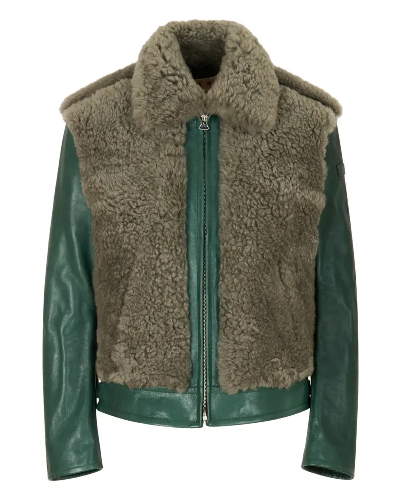 Marni leather contrast-shearling jacket - Grün Grün