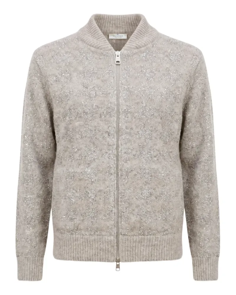PANICALE Cashmere Cardigan mit Hahnentrittmuster - Grau Grau