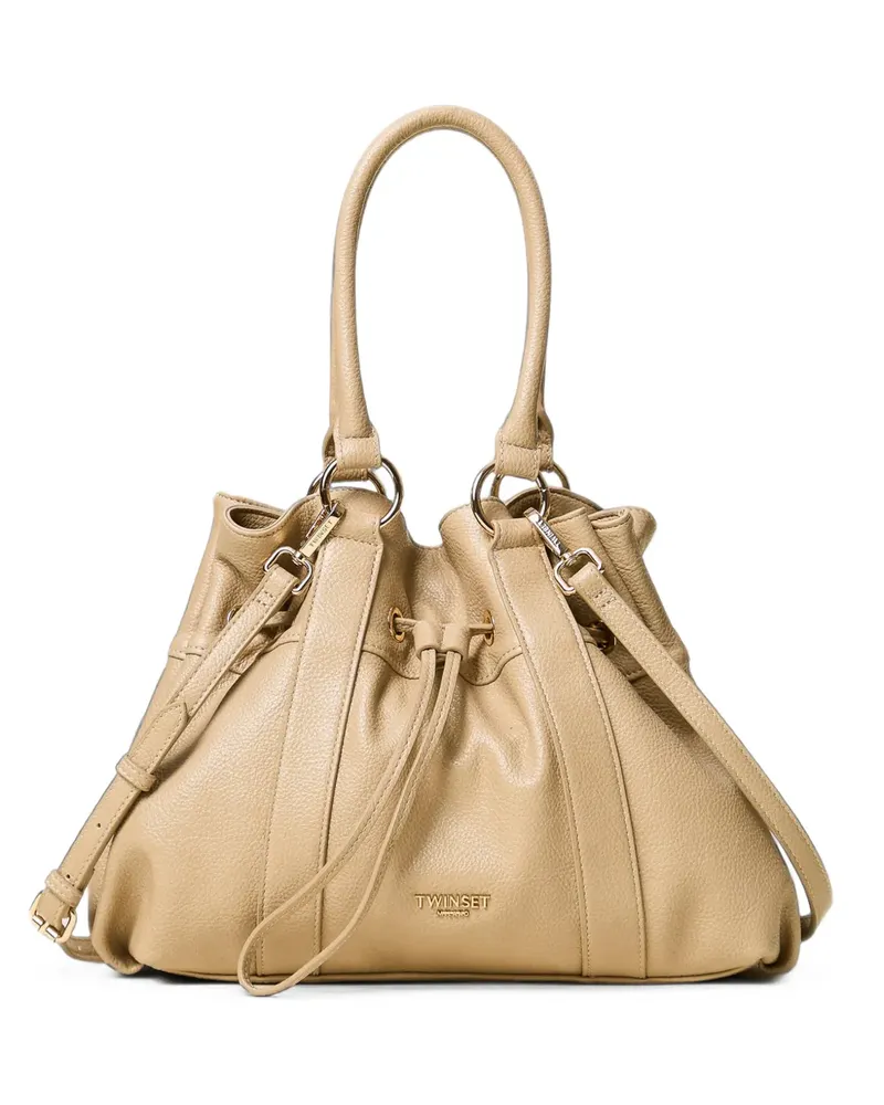Twin-Set Tote Bag mit Kordelzug - Nude Nude