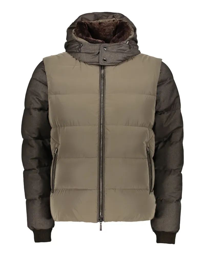 MOORER fur-collar hooded jacket - Grün Grün