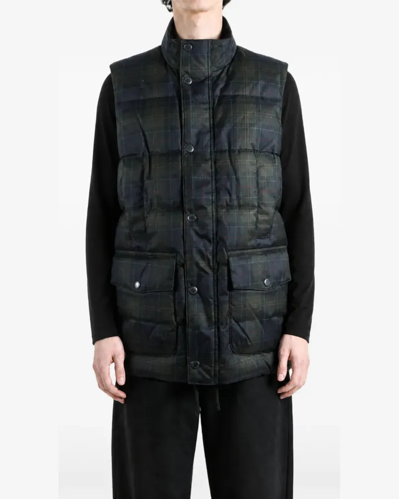 Barbour Lonnen Steppweste mit Schottenkaro - Grün Grün