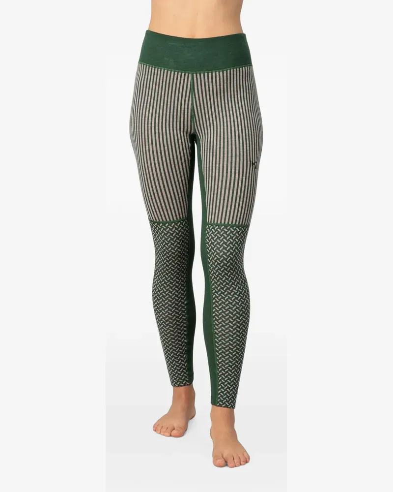 Kari Traa pattern-mixed panelled base layer leggings - Grün Grün
