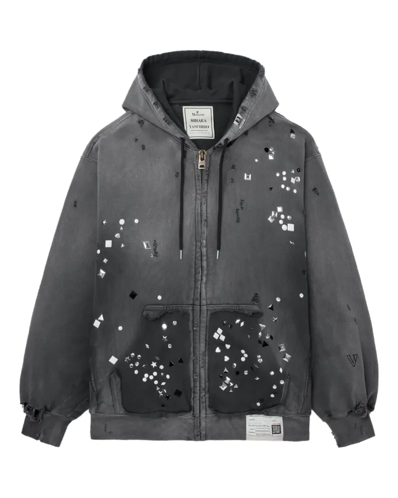 MIHARAYASUHIRO Verziertes Distressed-Kapuzenoberteil - Schwarz Schwarz