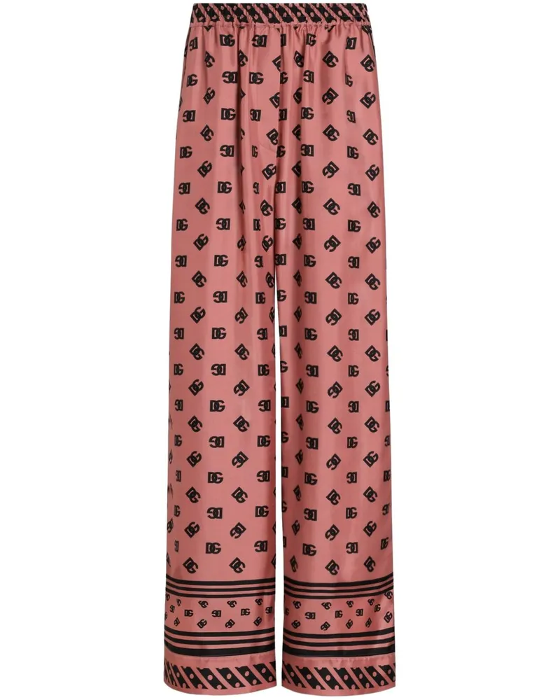 Dolce & Gabbana Palazzohose mit Logo-Print - Rosa Rosa