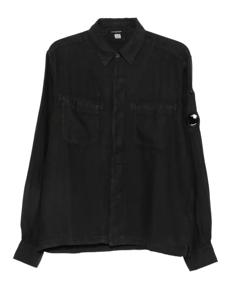 C.P. Company lens-detail linen shirt - Schwarz Schwarz