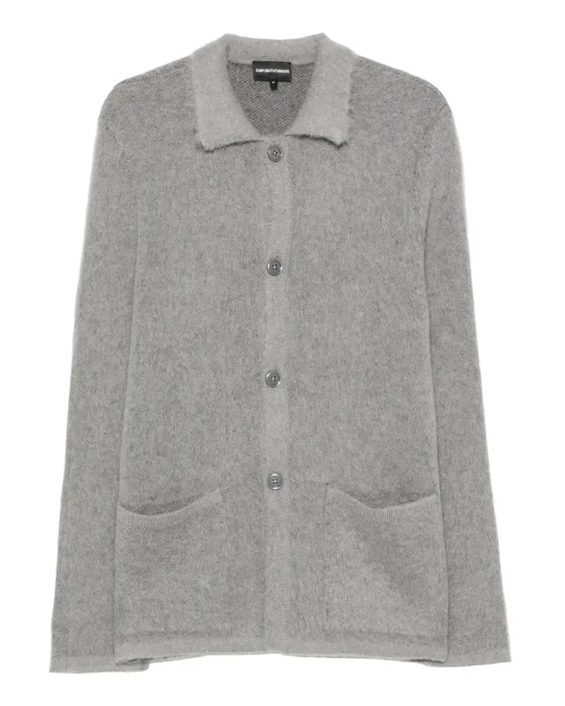 Emporio Armani Cardigan aus angerautem Strick mit Knöpfen - Grau Grau