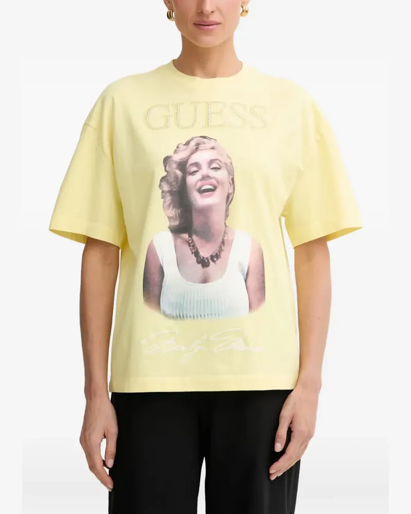 Guess Marilyn Monroe T-Shirt mit Strass-Print - Gelb Gelb