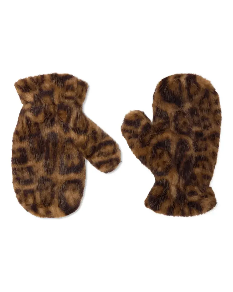 MC2 Saint Barth Muffy leopead-print mittens - Braun Braun